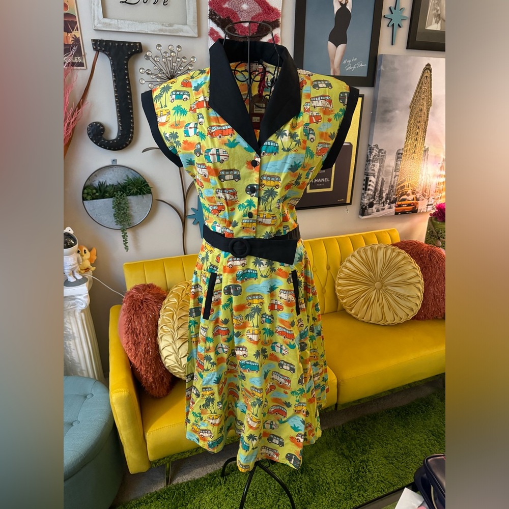 Banned Apparel Car Print Retro Dress